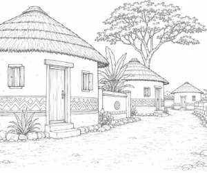 Town Square Street Scene 202608020233252026080220-041 Coloring Page