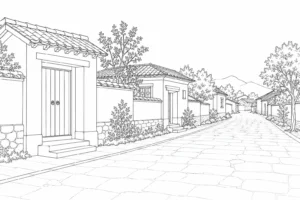 Town Square Street Scene 202608020233252026080220-057 Coloring Page