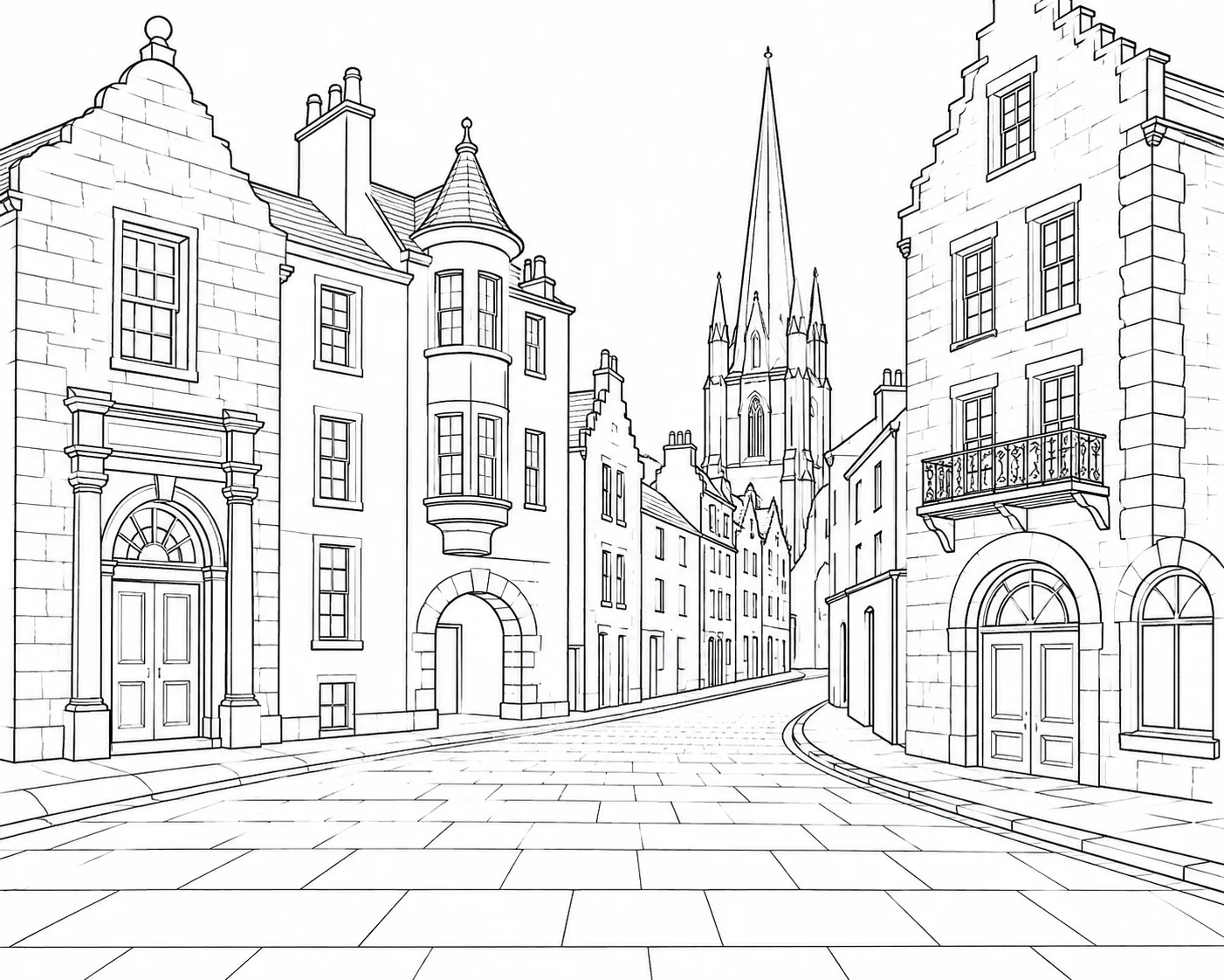 Town Square Street Scene 202608030235422026080220-089 Coloring Page