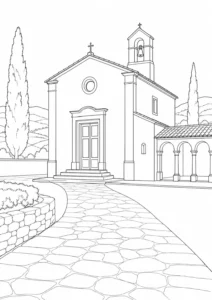 Traditional Pavilion Scene Coloring Page