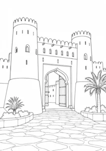 Traditional Pavilion Scene Coloring Page Set 4