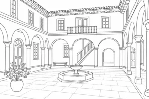 Traditional Sitting Room Scene Coloring Page Set 5