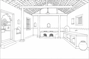 Traditional Sitting Room Scene Coloring Page Set 6