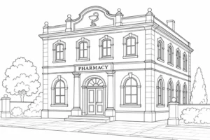 Traditional Stone House Scene Coloring Page Set 5