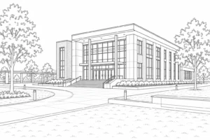 Urban Modern Facade Scene Coloring Page