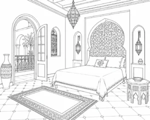 Window Seat Interior Scene Coloring Page Set 3