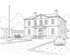 Ancient Archway Scene Coloring Page Set 6