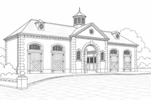 Ancient Archway Scene Coloring Page