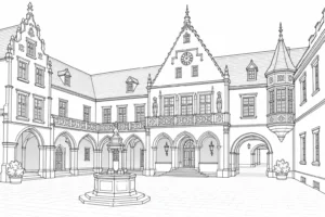 Ancient Archway Scene Coloring Page Set 2