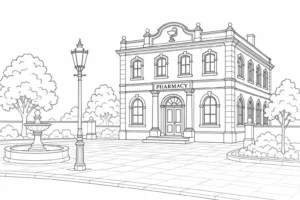 Ancient Archway Scene Coloring Page Set 5
