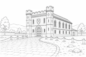 Ancient Castle Scene Coloring Page Set 4