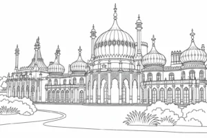 Ancient Landmark Scene Coloring Page
