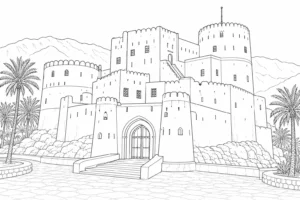Ancient Landmark Scene Coloring Page Set 2