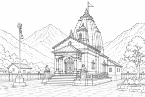 Ancient Monument Scene Coloring Page