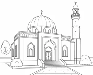 Ancient Temple Scene Coloring Page Set 2