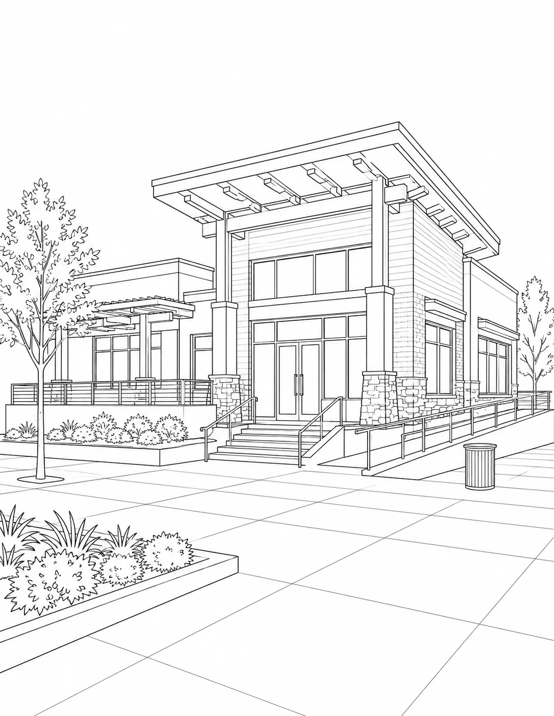 Detailed Angular Architecture Coloring Page