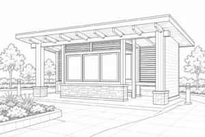Intricate Architectural Glass Facade Coloring Sheet