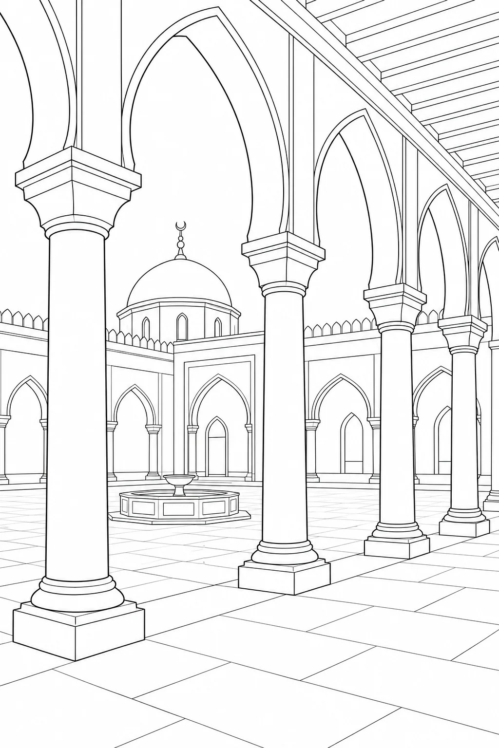 Detailed Architectural Line Pattern Coloring Page