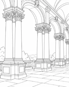 Architectural Line Pattern Coloring Page