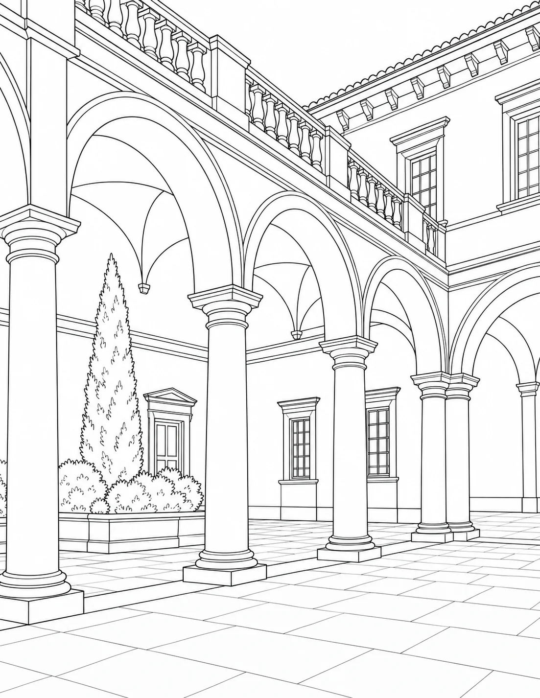 Printable Architectural Line Pattern Coloring Sheet