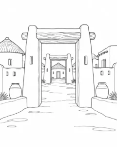 Architectural Line Pattern Coloring Page for Adults