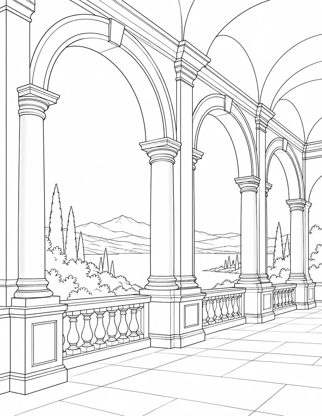 Printable Architectural Line Pattern Coloring Sheet