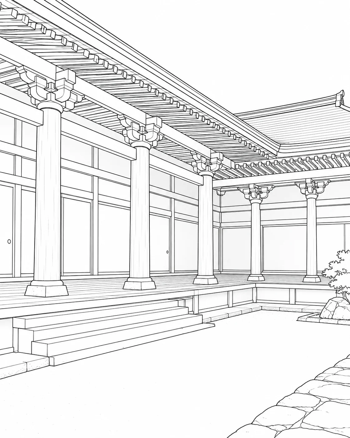 Architectural Tile Pattern Coloring Page