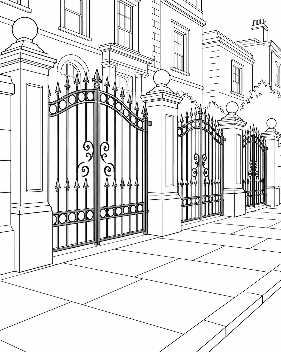 Architectural Tile Pattern Coloring Page for Adults
