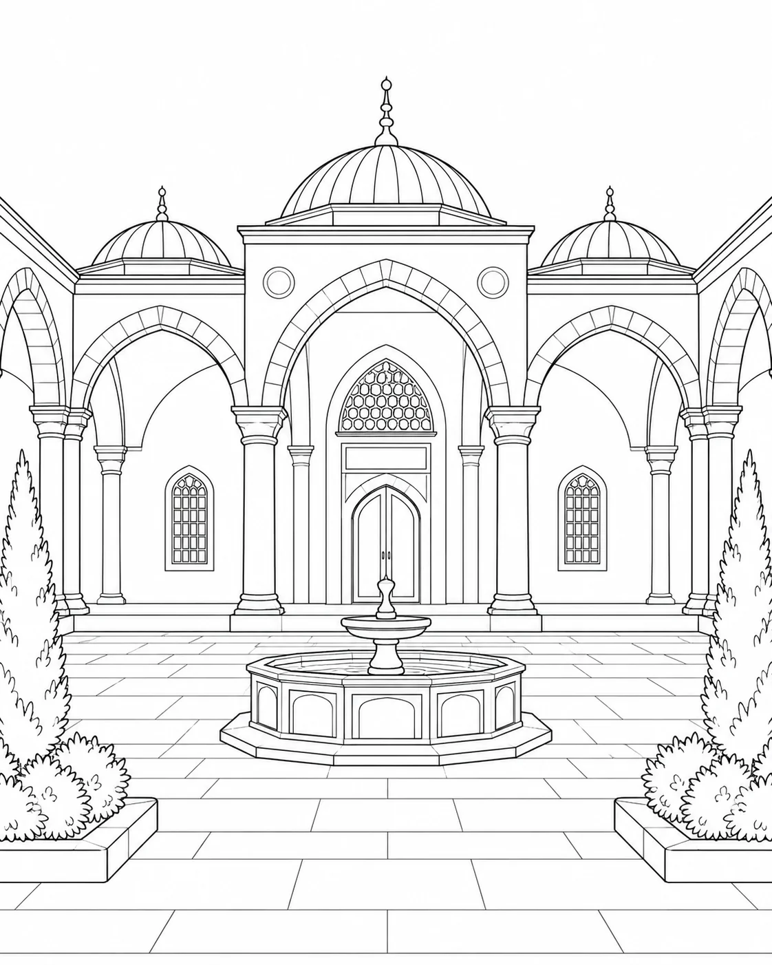 Architectural Tile Pattern Coloring Page