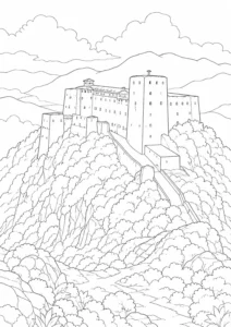 Architectural Wonder Scene Coloring Page