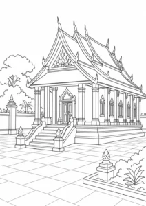 Carved Stone Gateway Scene Coloring Page Set 3