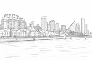 City Rooftop View Scene Coloring Page