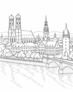 City Rooftop View Scene Coloring Page