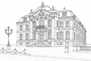 Classical Architecture Scene Coloring Page Set 4