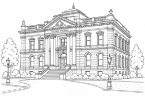 Classical Architecture Scene Coloring Page Set 5