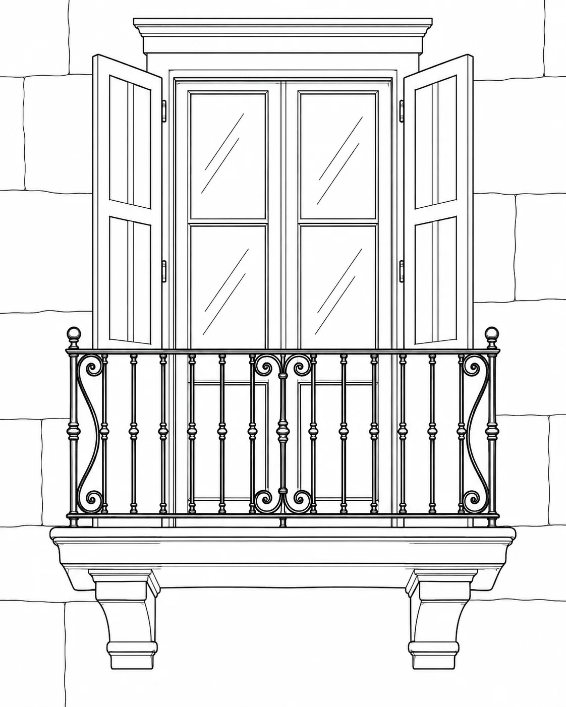 Classical Archway Scene Coloring Page