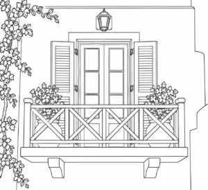 Classical Archway Scene Coloring Page Set 2