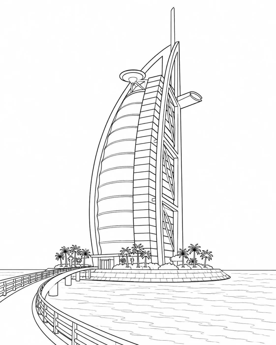 Classical Monument Scene Coloring Page