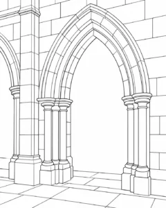 Corinthian Column Scene Coloring Page Set 2