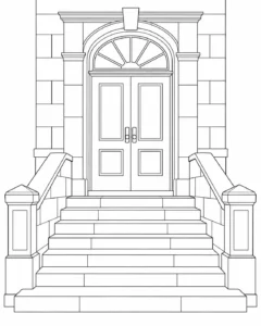 Corinthian Column Scene Coloring Page Set 3
