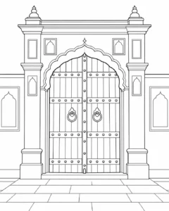 Corinthian Column Scene Coloring Page Set 5