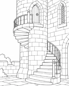 Corinthian Column Scene Coloring Page Set 3