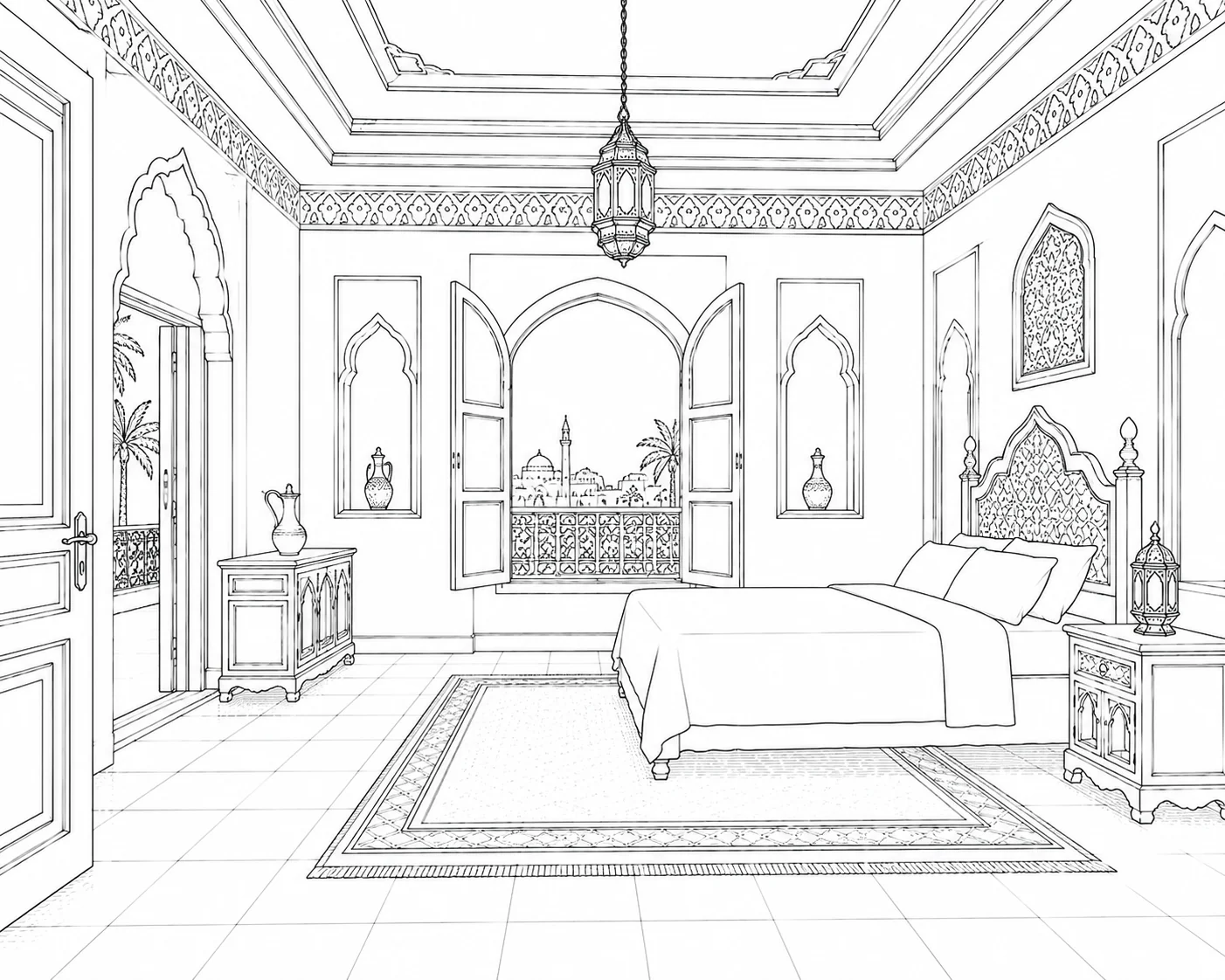 Printable Cozy Fireplace Room Coloring Sheet