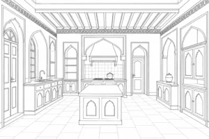 Detailed Cozy Living Room Coloring Page