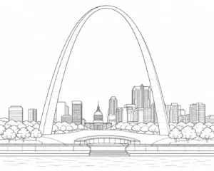 Cultural Landmark Scene Coloring Page Set 3