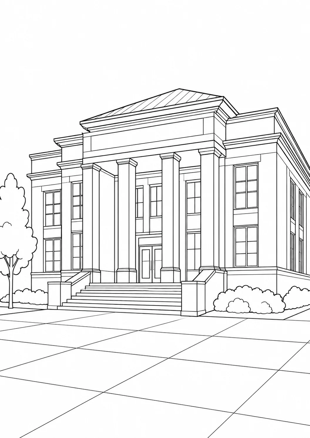 Cultural Street View Scene Coloring Page Set 4