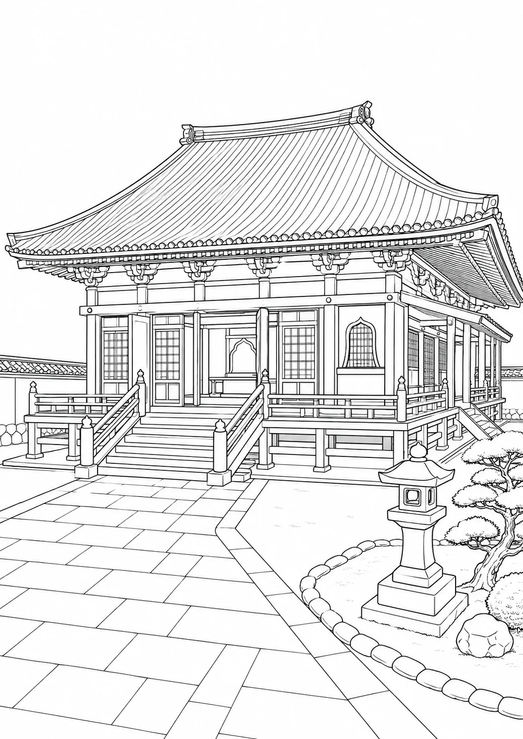 Intricate Cultural Village Coloring Sheet