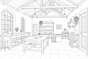 Printable Decorated Home Interior Coloring Sheet