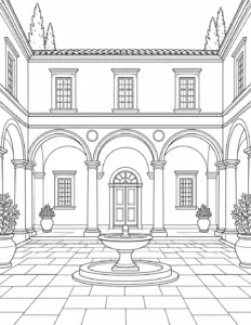 Printable Decorative Arch Pattern Coloring Sheet