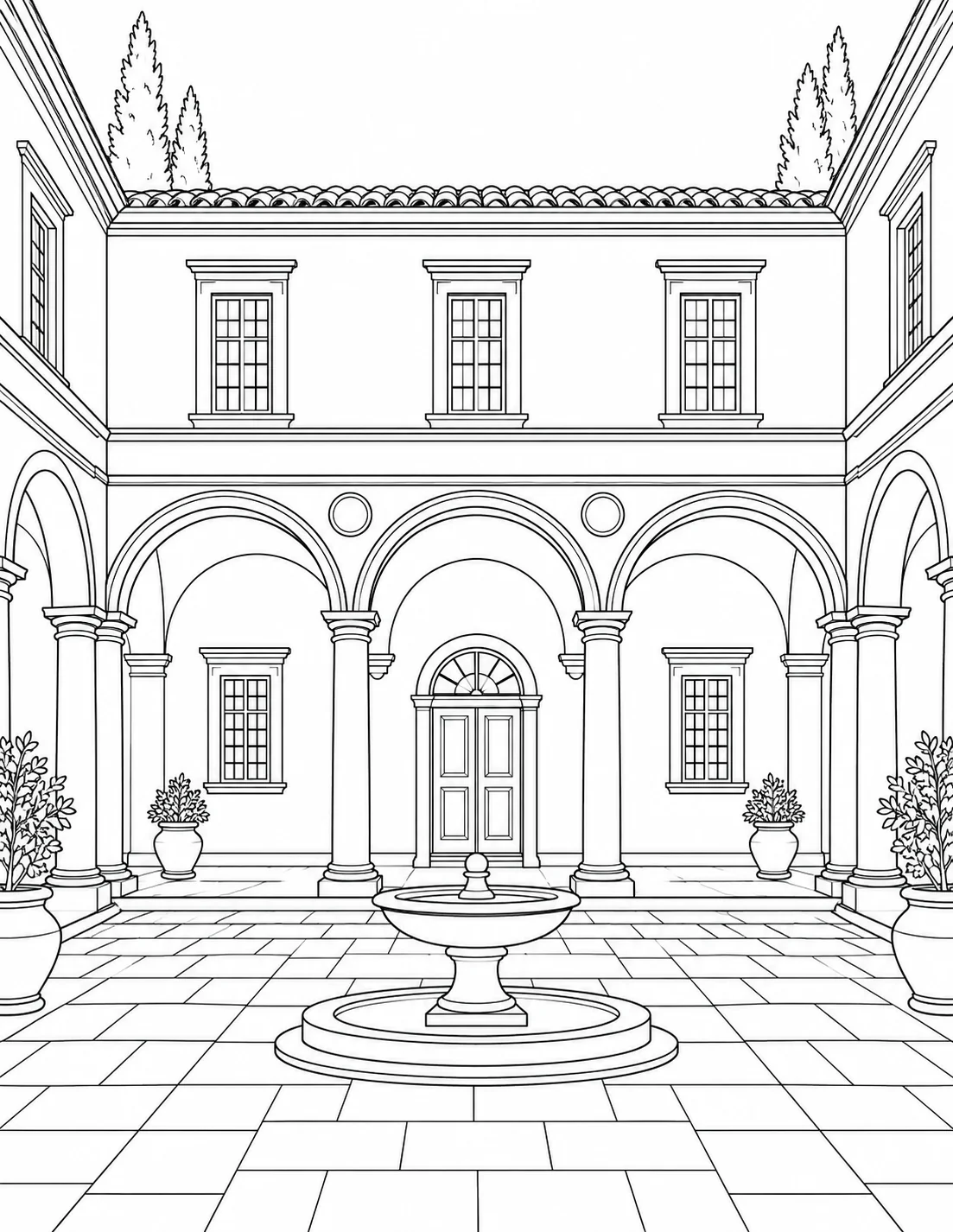Printable Decorative Arch Pattern Coloring Sheet